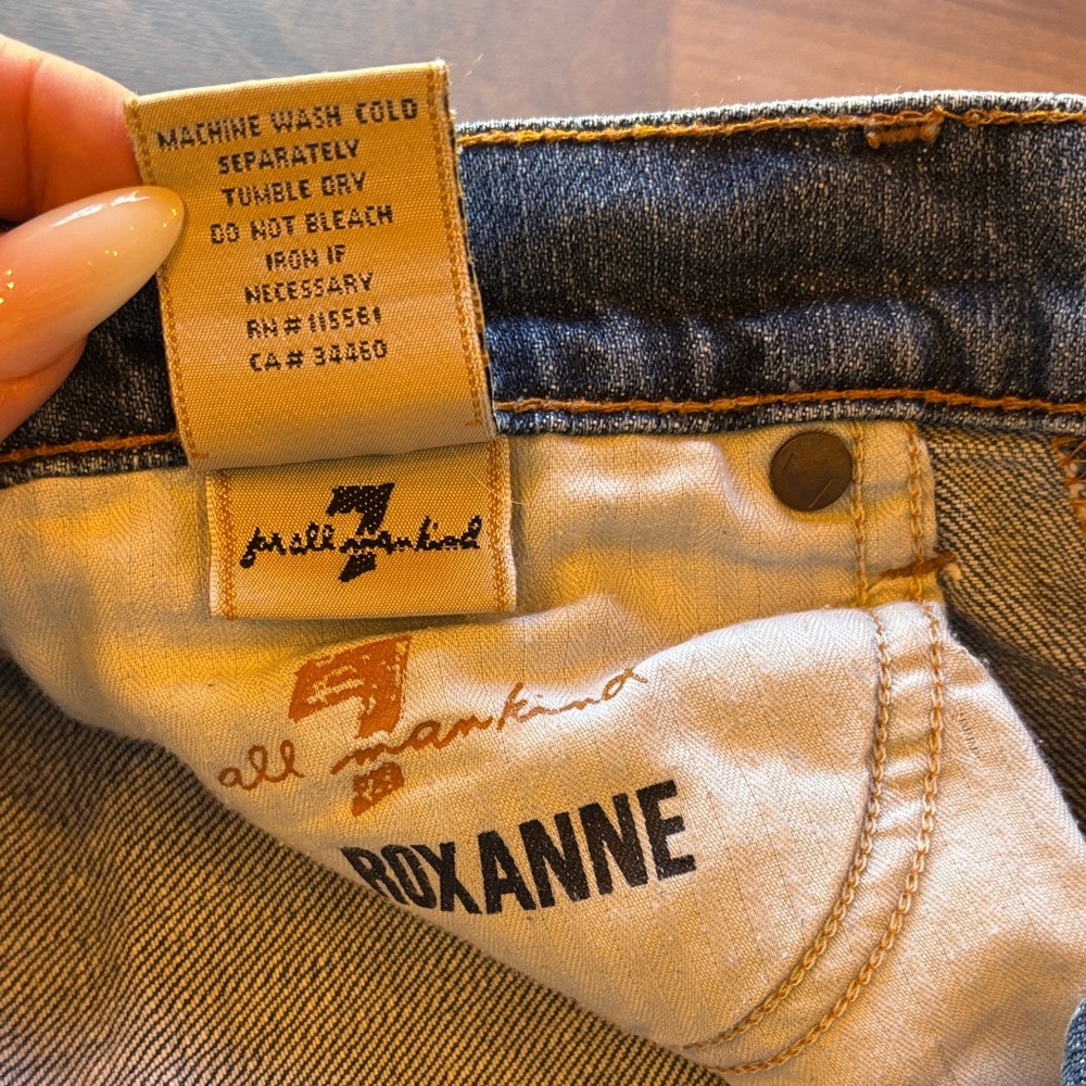 7 For All Mankind Women's Straight Leg Blue Jeans - Picture 4 of 11